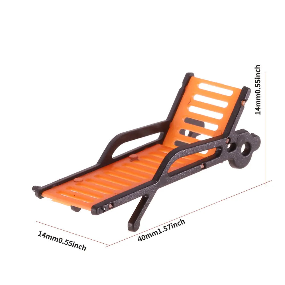 5PCS Miniature Park & Beach Lounge Chairs – 1:30–1:150 Scale Diorama Outdoor Garden Deck Chair Models