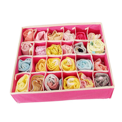 Foldable Underwear & Sock Organizer Box – Wardrobe Drawer Storage Divider for Bras, Pants, Scarves & Ties Closet Organizer