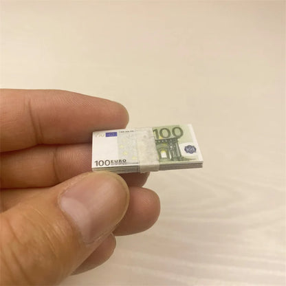 5PCS Mini Dollar & Euro Fake Money Banknotes – Miniature Props for Kids Dollhouse & Decoration