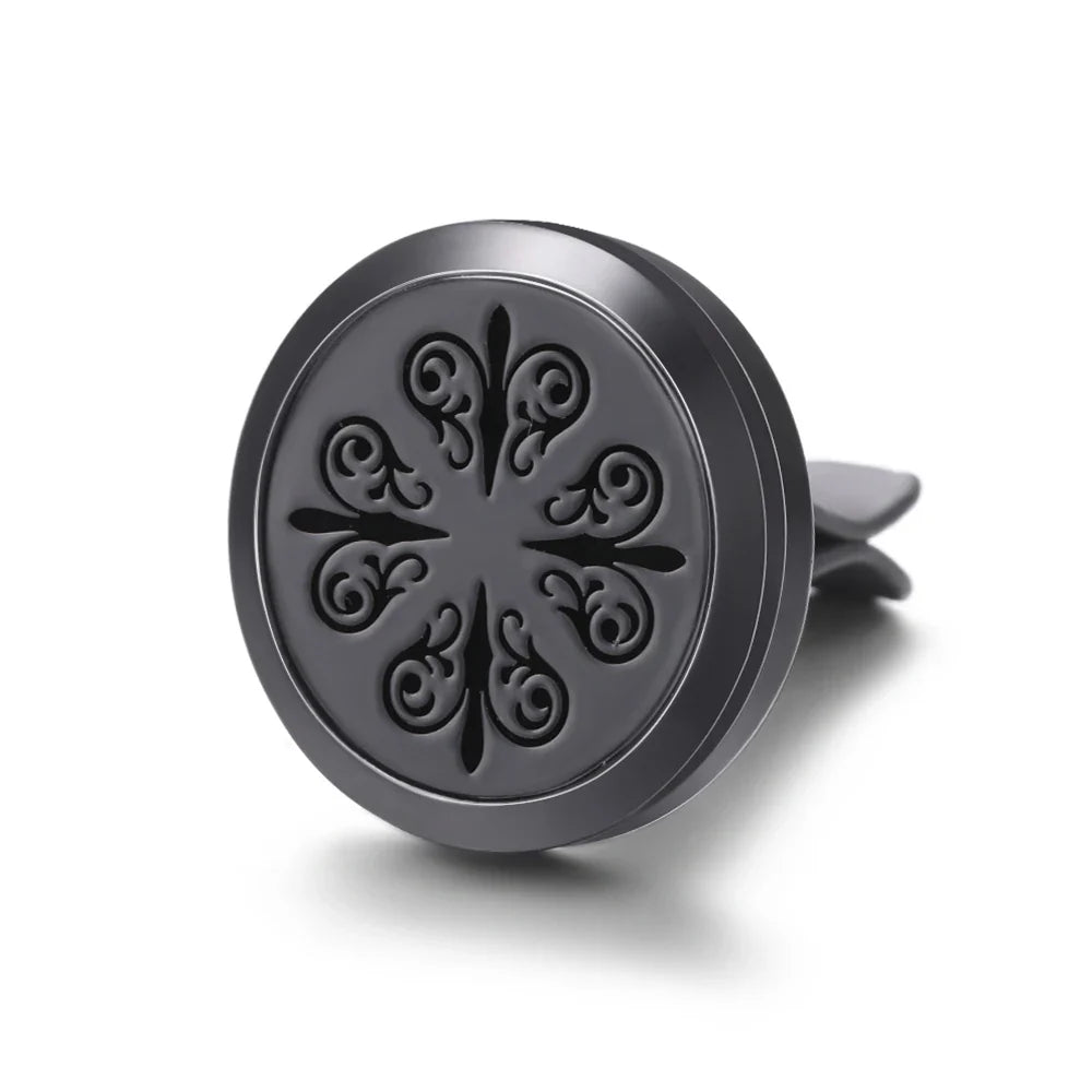 All-Black Tree of Life Car Air Freshener – Stainless Steel Aromatherapy Essential Oil Diffuser Locket Pendant