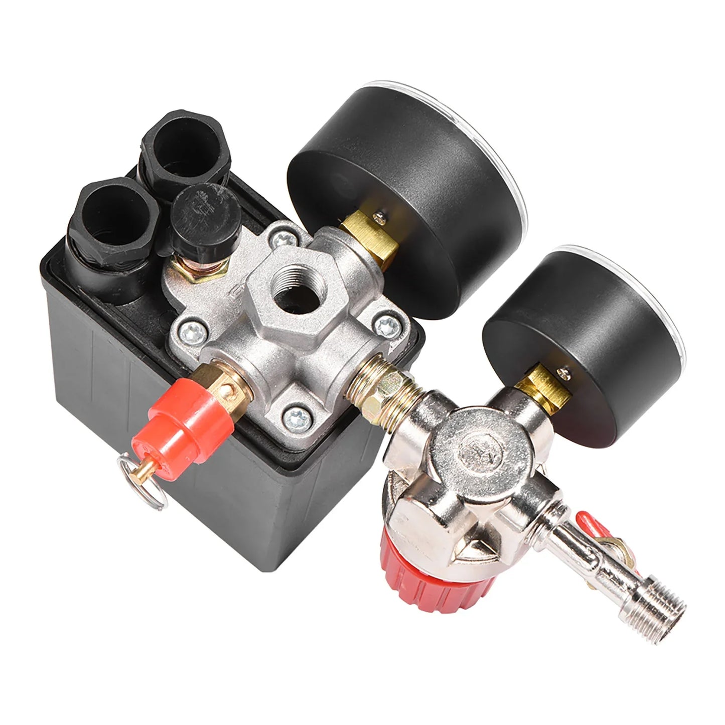 Air Compressor Pressure Switch Control Valve with Gauges - Small Regulator for Air Compressor Pressure Management