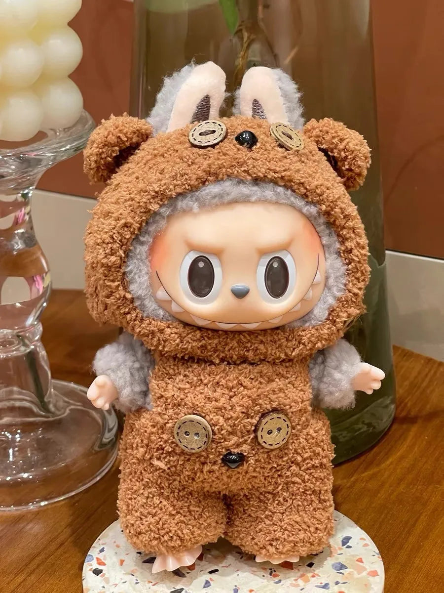 Labubu 17cm Heartbeat Macaron Monkey Toy – Stand-Up Dress-Up Jacket & Pants Suit