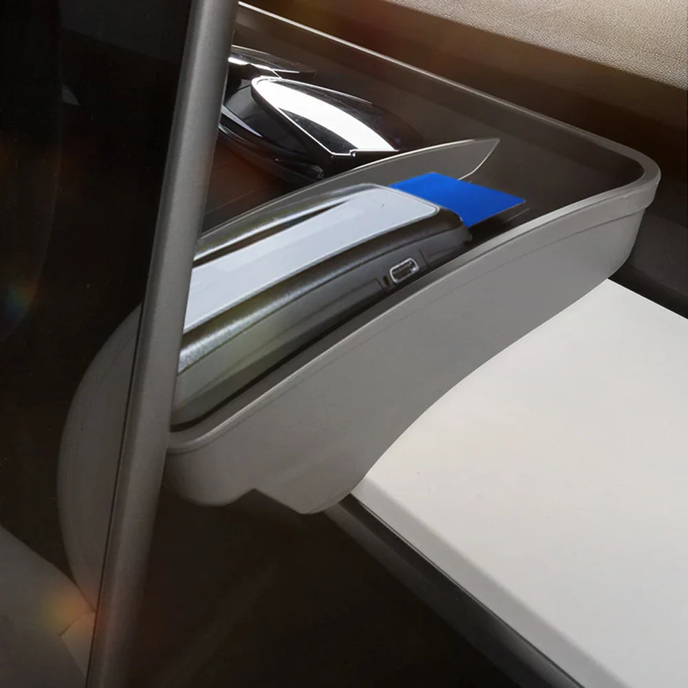 Tesla Model 3 & Y Rear Screen Storage Box – Hidden TPE Organizer Tray & Tissue Box for Interior Accessories