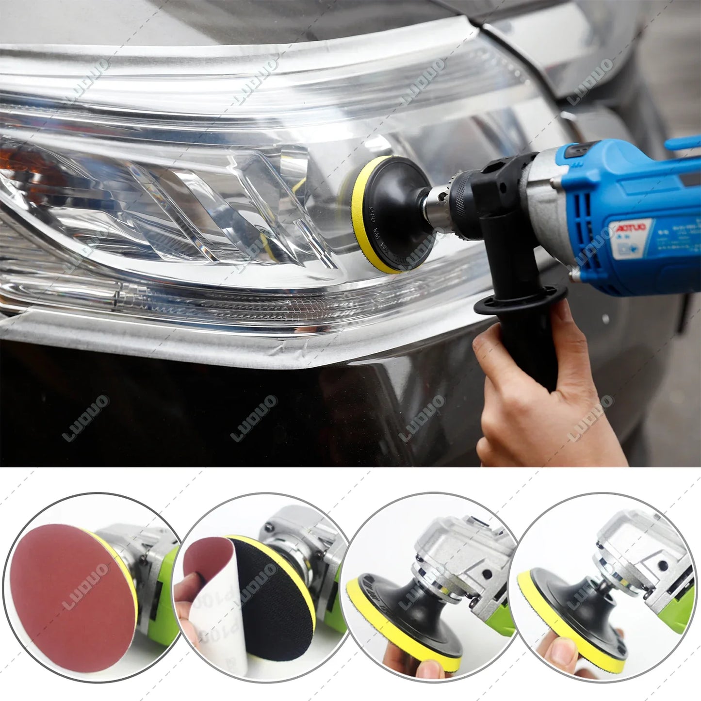 Car Detailing Sandpaper Discs – Hook & Loop Polishing Pads for Headlight Restoration, Metal & Wood Sanding, Auto Surface Finishing Sheets