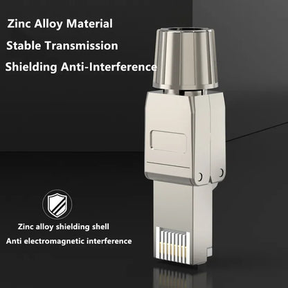 Cat6A/Cat7 RJ45 Connector — UTP/STP Toolless Network Plug | Shielded PoE Ethernet Modular Male Adapter