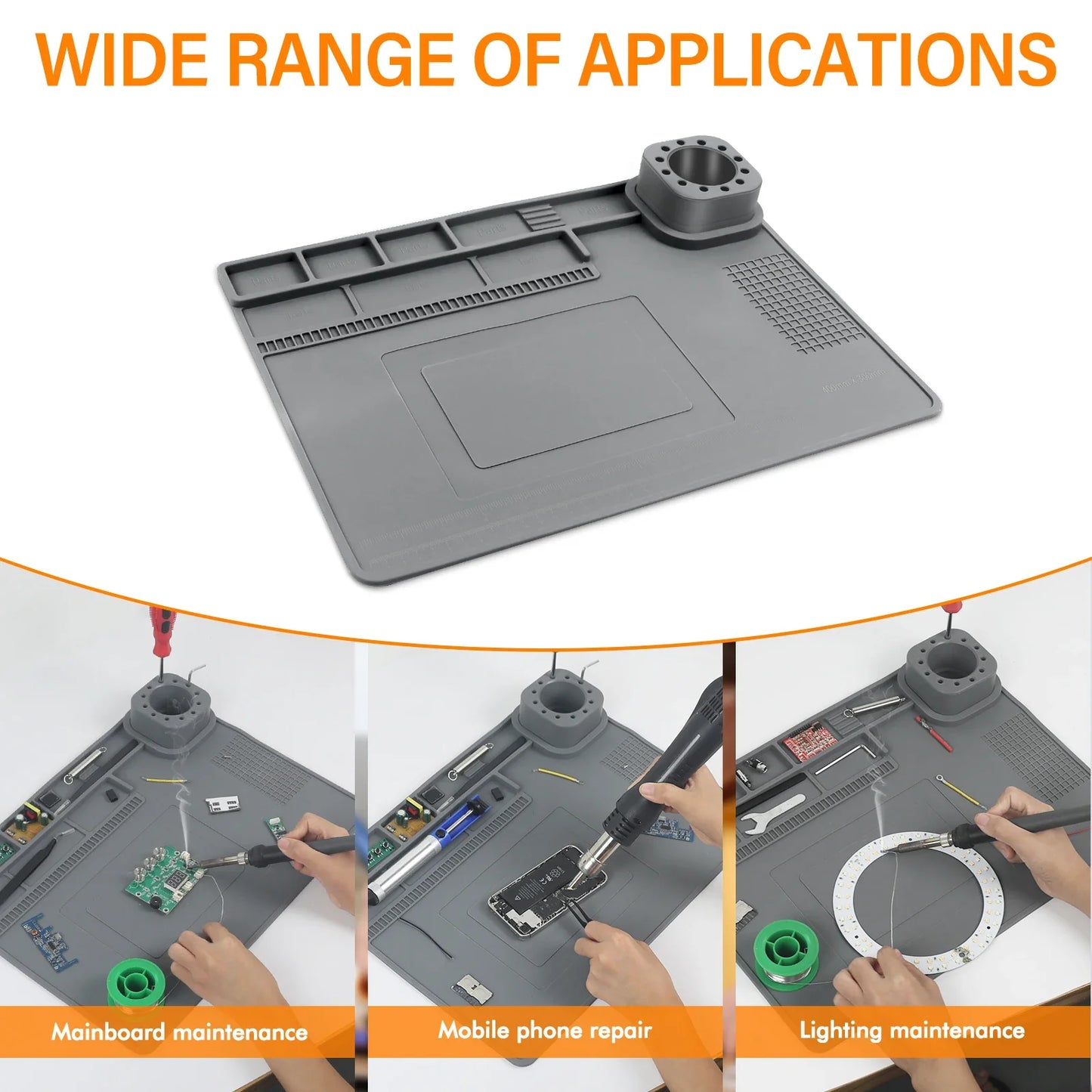 Toolour High-Temperature Silicone Welding Pad – Non-Slip Durable Mat up to 500℃, Multi-Size for Welding Work