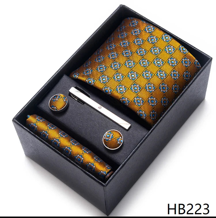 Men’s Tie and Pocket Square Gift Set – 2023 Mixed Colors Paisley Necktie in Box, Wedding Suit Accessory
