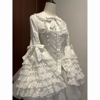 Lolita Princess Lace Sleeve Shirt - Long-Sleeve Kawaii Summer Inner Top for Women