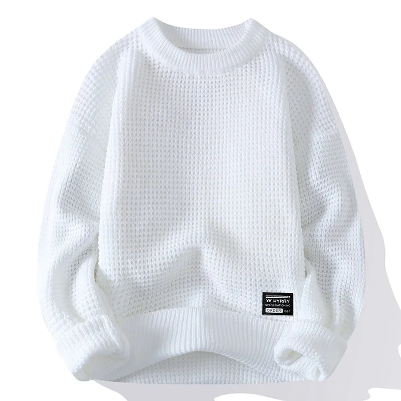 Men’s Knit Pullover Sweater - Round Neck Long Sleeve Casual Autumn Winter Top