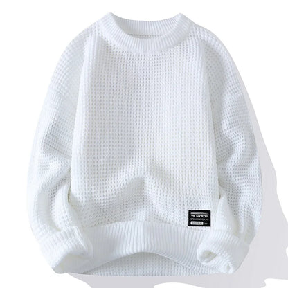 Men’s Knit Pullover Sweater - Round Neck Long Sleeve Casual Autumn Winter Top