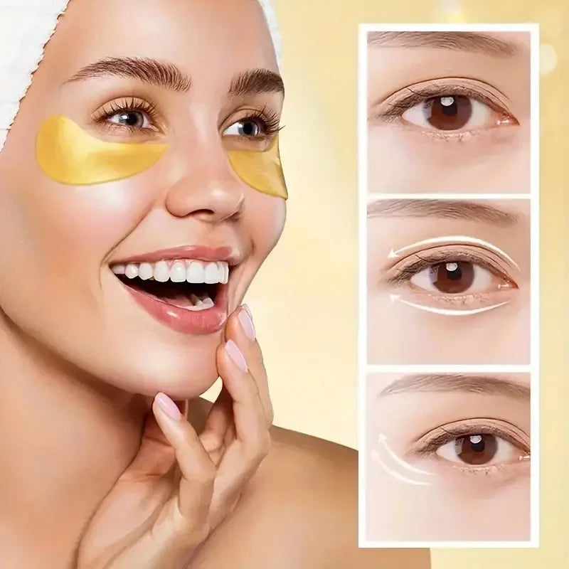 24K Gold Collagen Eye Mask Patches – Anti Dark Circles, Puffiness & Wrinkles Moisturizing Eye Care Treatment for Under Eyes Skin Repair