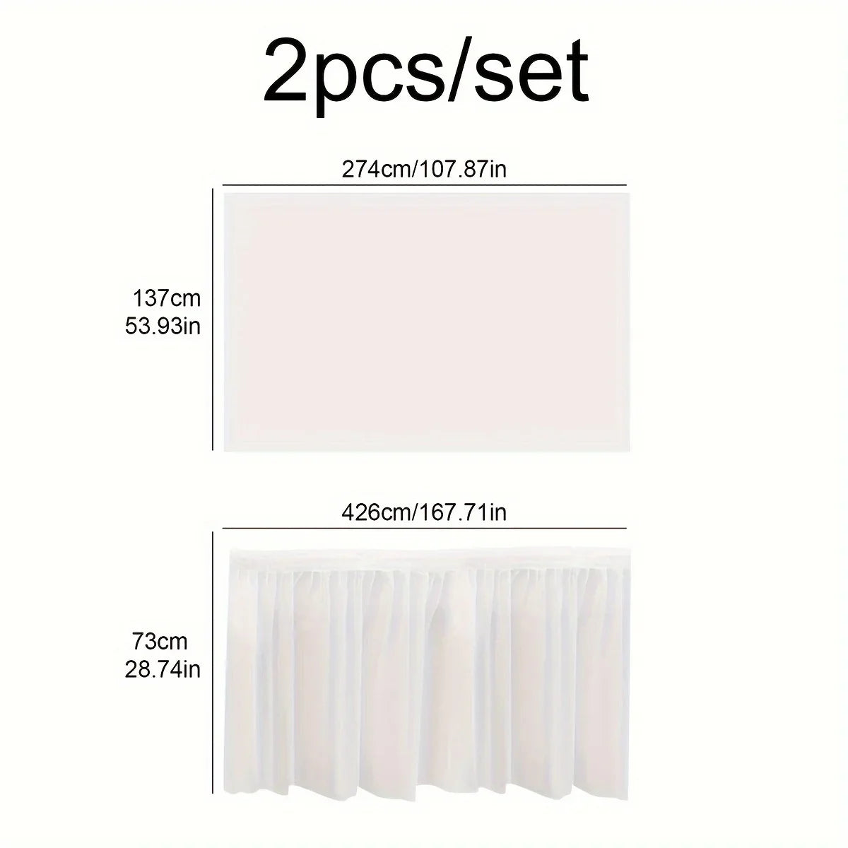 2PCS Disposable Paper Tablecloth & Table Skirt Set – Rectangular Party Table Cover for Events, Weddings & Decorations