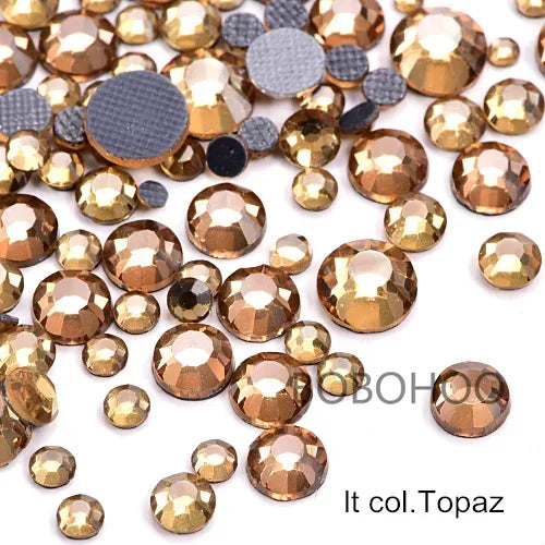 Bobohoo HotFix Crystal Rhinestones SS6-SS30 – Glitter Iron-On Strass Gems for Clothing, Dresses & DIY Crafts