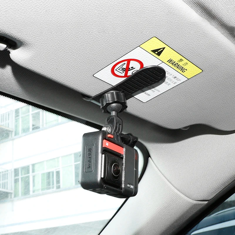 Car Camera Mount Sun Visor Clip – Holder for GoPro Hero 9-13, DJI Osmo Action 3-5 & Insta360 X3/X4 Accessories