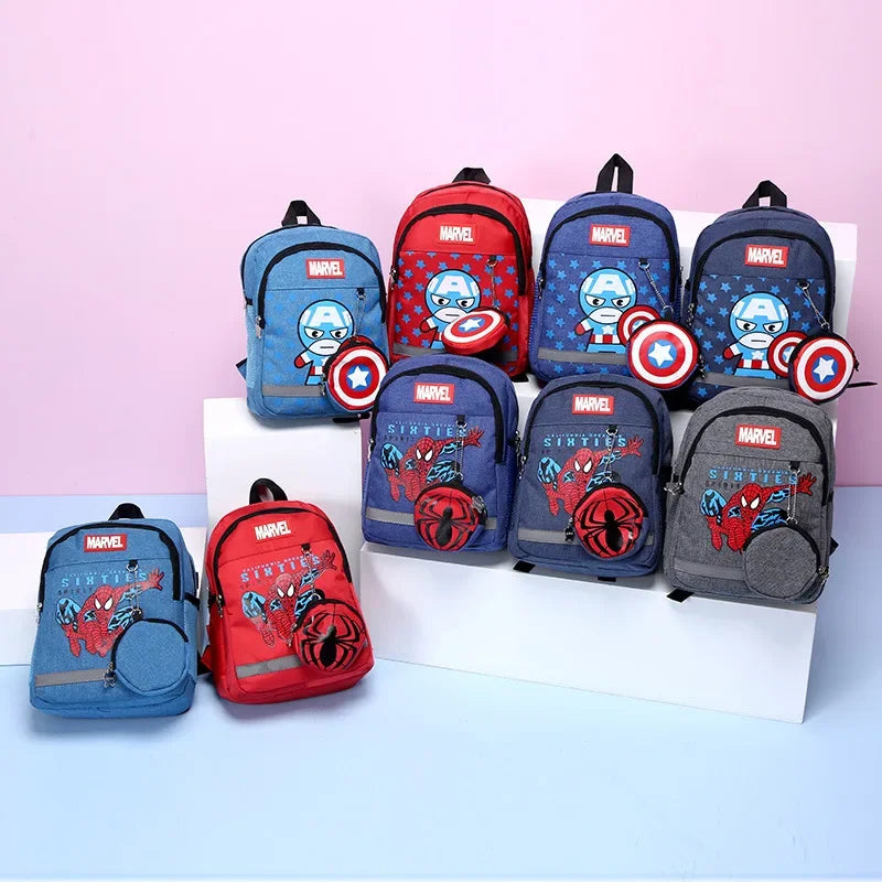 Disney Kids Backpacks - Captain America and Spider-Man Pattern School Bags for Boys, Lightweight Cute Knapsack for Preschool and Teens