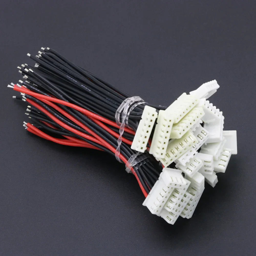 10pcs Lipo Battery Balance Charger Cables – 1S to 8S, IMAX B6 Connector, 30/20/15/10cm Single Head Wire