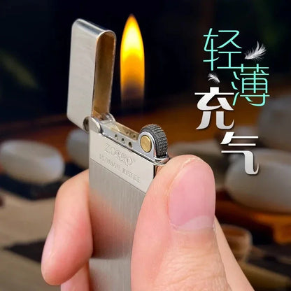 Zorro 636 Ultra-Thin Metal Butane Lighter – Inflatable Grinding Wheel Design, Smoking Accessory & Men’s Holiday Gift