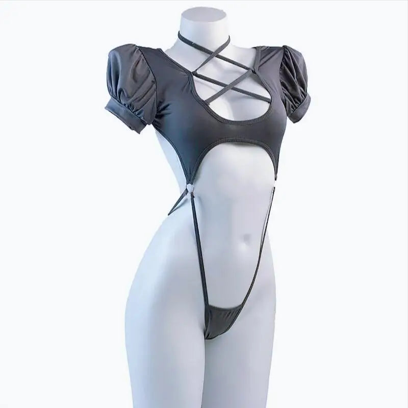 Backless Strappy Bandage Lingerie Set – One-Piece Bikini Costume for Women, Sexy Pajamas & Cosplay Uniform