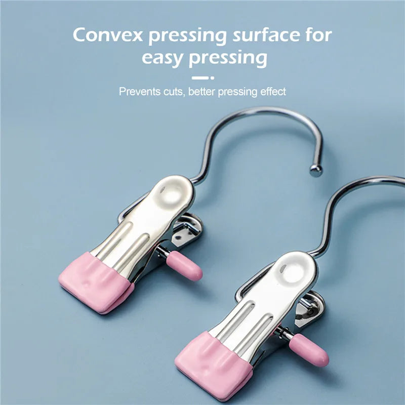 10pcs Stainless Steel Clothespins: Laundry Clothes Pegs with Hook - Portable Hanging Clothes Clips for Closet Organization