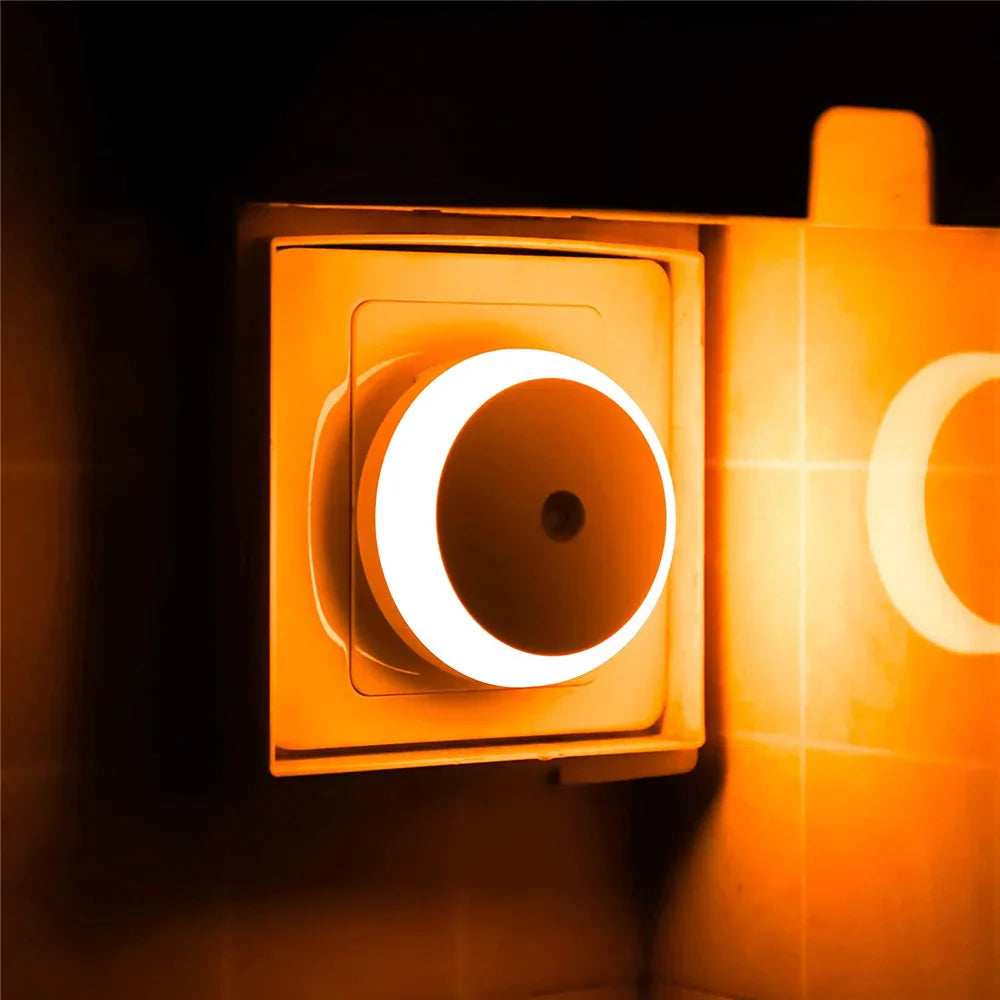 LED Night Light – Smart Sensor Round Plug-In Wall Lamp for Bathroom, Home, Kitchen, Hallway, Stairway, Bedroom