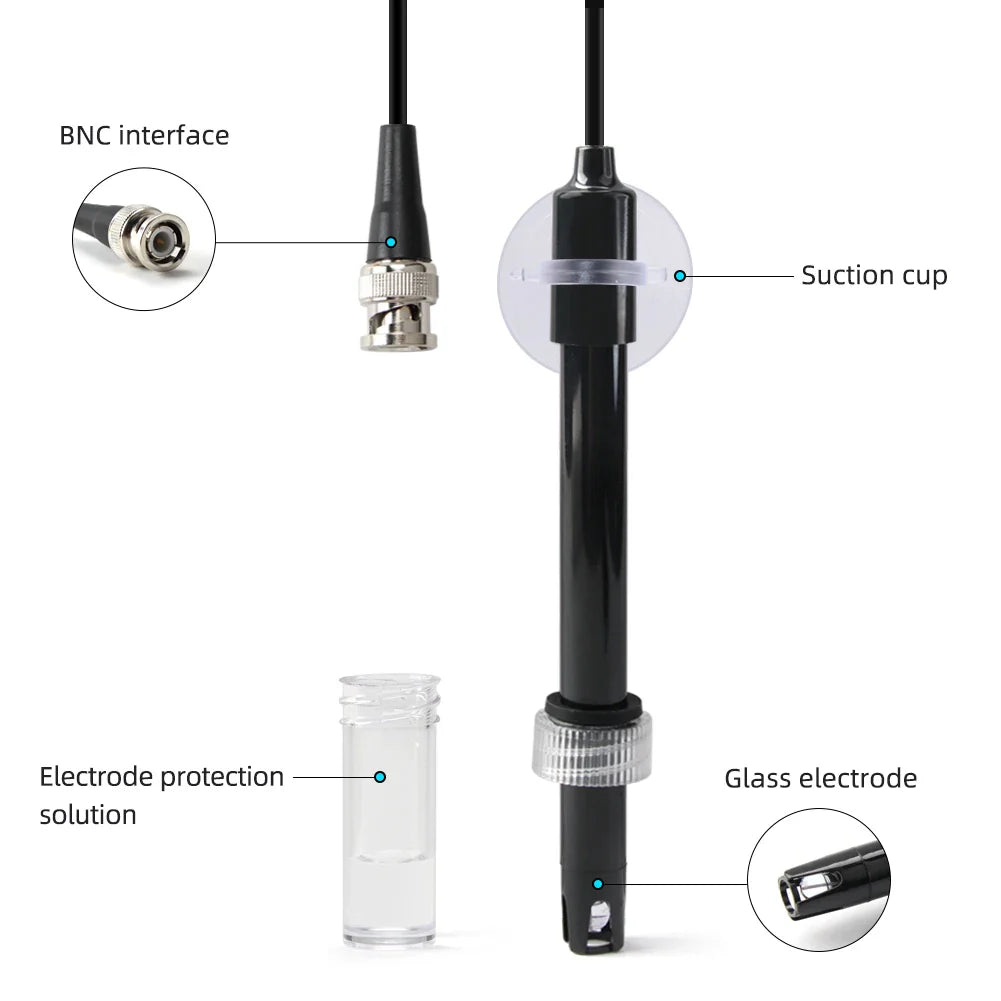 Yieryi PH Replacement Probe for Aquarium, Hydroponics & Lab Testing - BNC Q9 Connector, 1.2/3M Wire