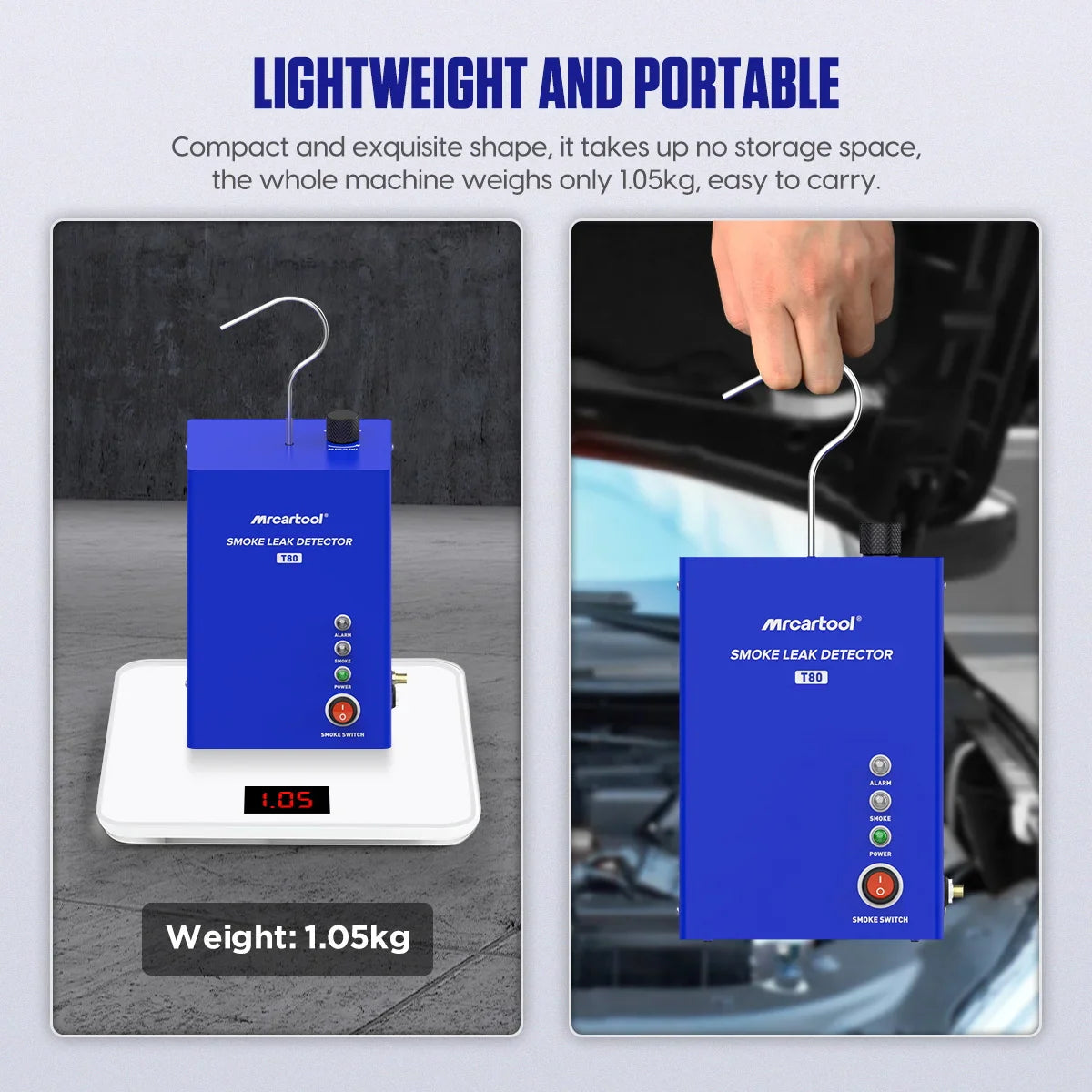 MRCARTOOL T80 Car Smoke Leak Detector with Pump | EVAP Pipe Leak Locator Diagnostic Tool for Cars & Motorcycles