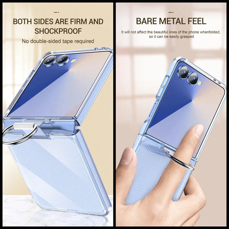 Shockproof Ring Holder Case for Samsung Galaxy Z Flip 7/6/5/4/3 5G - Hard PC Armor Protective Back Cover