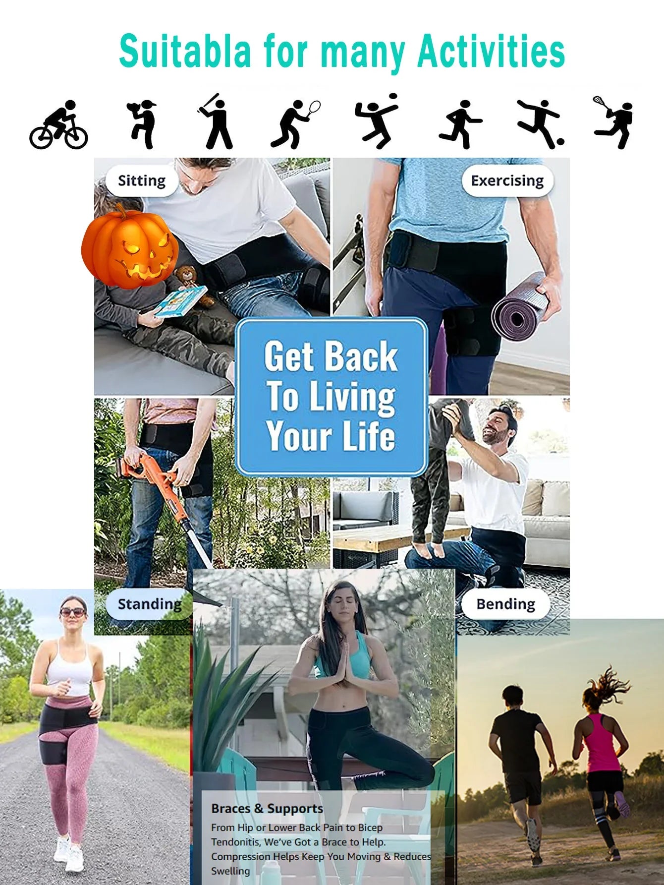 Hip Brace for Sciatica Pain Relief – Compression Support Wrap for Thigh, Hip Flexor Strain, Groin Injury, and Sacroiliac Joint Support
