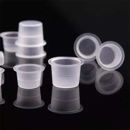 100pcs Disposable Tattoo Ink Cups: S/M/L Plastic Pigment Holders for Permanent Makeup - Microblading Supply