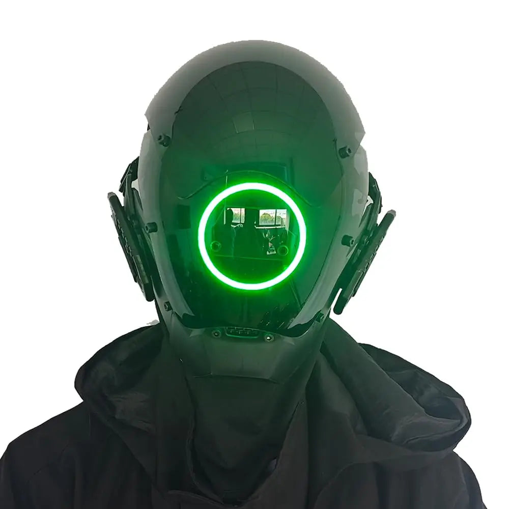 JAUPTO Punk Mask Cosplay for Men & Women – LED Round Light Mask for Halloween, Party & Music Festival Accessories