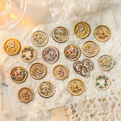 20PCS Wax Seal Sticker Set – DIY Scrapbooking & Junk Journal Decorative Paper Stickers for Collage Crafts & Creative Projects