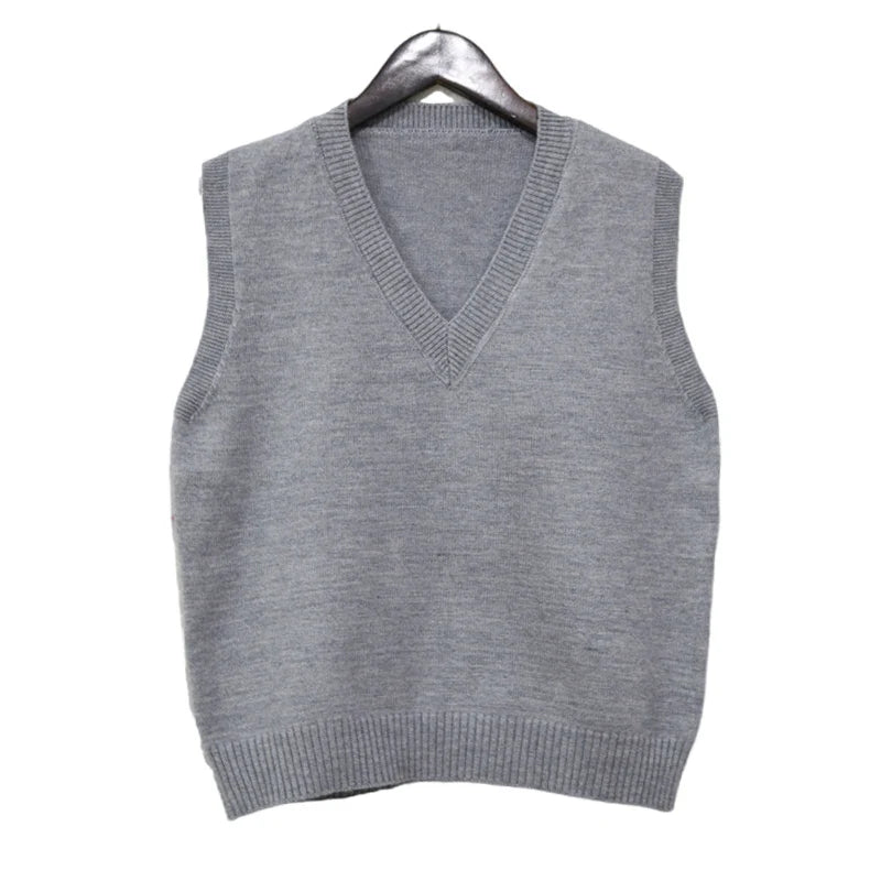 2025 Korean Fashion Women’s Sleeveless V-Neck Sweater Vest – Solid Color Knit Pullover Waistcoat