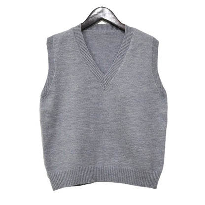 2025 Korean Fashion Women’s Sleeveless V-Neck Sweater Vest – Solid Color Knit Pullover Waistcoat