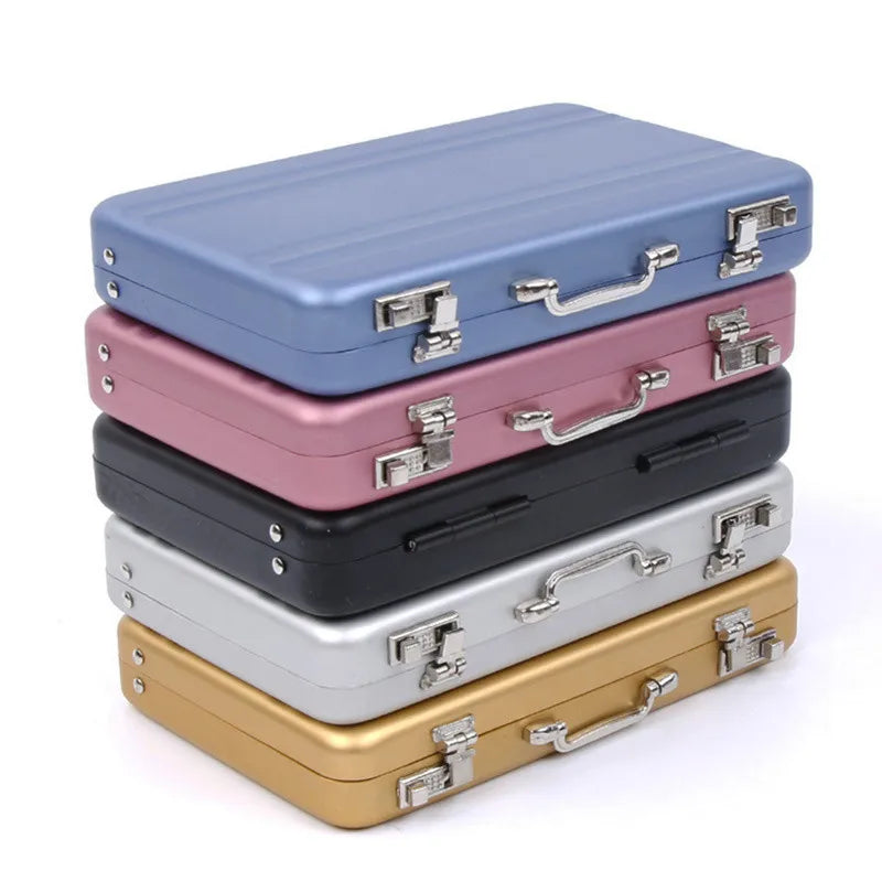 Aluminum Mini Suitcase - Compact Business ID and Credit Card Holder, Bank Card Box, Jewelry Case Organizer - Rectangle Storage Solution