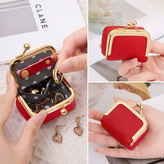 Mini Women’s Jewelry Box - Portable PU Leather Ring, Necklace & Earring Organizer