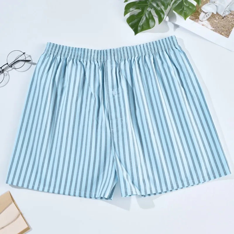 Upgrade Your Comfort: Men's Casual Cotton Boxers Shorts - Arrow Panties with Striped Plaid Design, Loose and Comfortable Underwear for Homewear