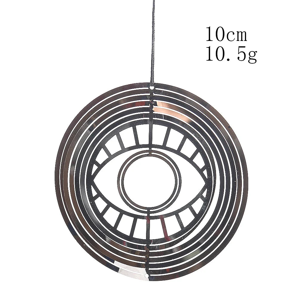 Turkish Devil Eye Wind Spinner – 3D Mirror Reflection Rotating Windchime, Feng Shui Amulet for Hanging Garden Decor