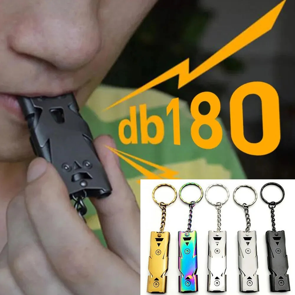 High Decibel Double Pipe Whistle Pendant Keychain - Portable Outdoor Survival Tool - Multifunction Whistle (1PC)