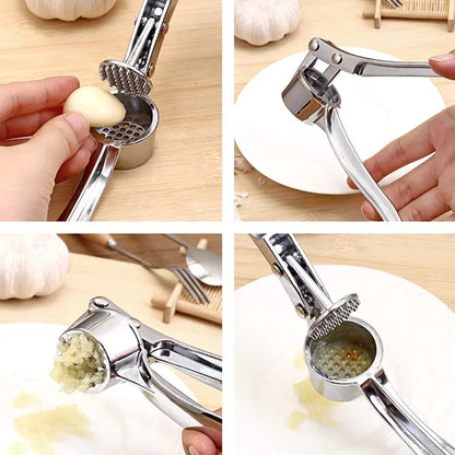 Stainless Steel Garlic Press Crusher — Handheld Garlic Smasher & Mincer Manual Squeezer Kitchen Tool