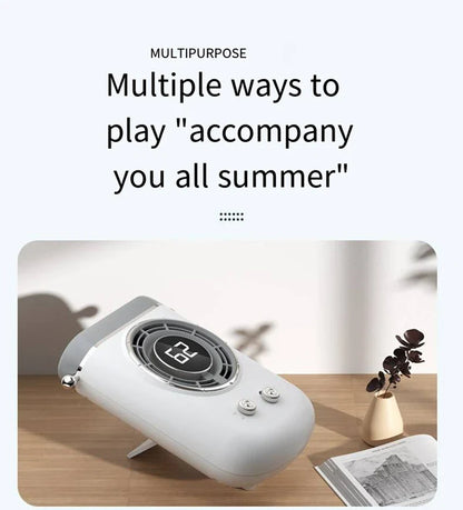 Neck Hanging Portable Fan – Silent Mini Cooling Fan with Strong Wind, USB Rechargeable, Outdoor & Desktop Use