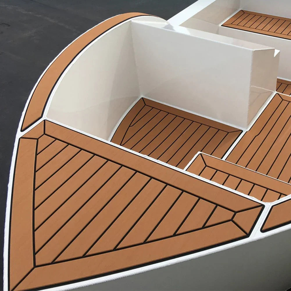 58x2400x5mm Brown EVA Foam Yacht Deck Mat – Imitated Teak Anti-Skid Boat Flooring Strip