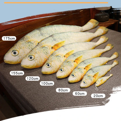 Big Yellow Croaker Plush Toy – Long Cushion Pillow for Boys’ Bedroom Decor & Gift