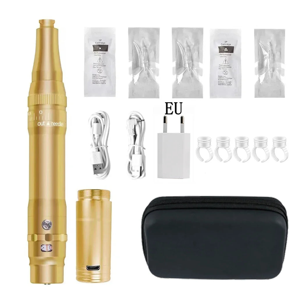 Professional Eyebrow Tattoo Machine — Wireless Micropigmentation & Microblading Pen with Battery