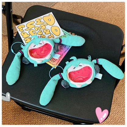 Hatsune Miku Coin Purse Shoulder Bag – Kawaii 14cm Plush Headphone Bag, Cartoon Crossbody Keychain Pendant, Perfect Girl Gift