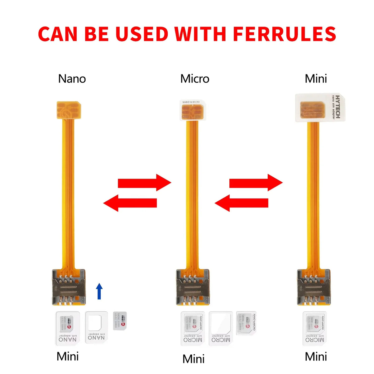 Nano 4FF SIM Card Converter - Nano to Micro 3FF Standard 2FF SIM Adapter