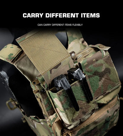 LV119 Tactical Vest Back Panel – Spiritus Systems Hunting Combat Airsoft Plate Carrier with Storage Pouch & Assault Vest Expansion Gear