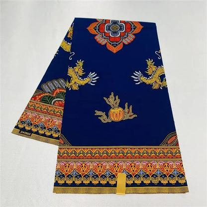 6 Yards African Real Wax Fabric - 100% Cotton Original Ankara Print for Party Dresses K121901