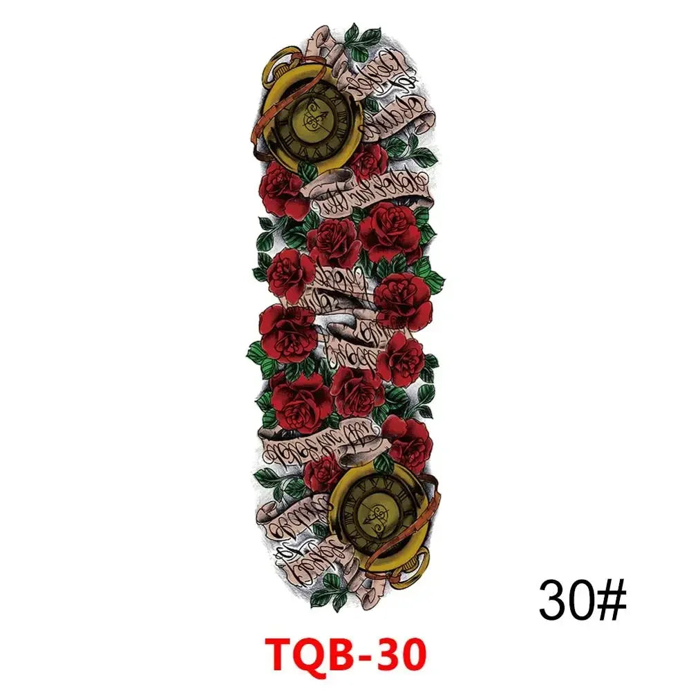 16 Designs Full Arm Temporary Tattoo Sleeves - Waterproof Body Art Stickers for Men & Women Fashion Style
