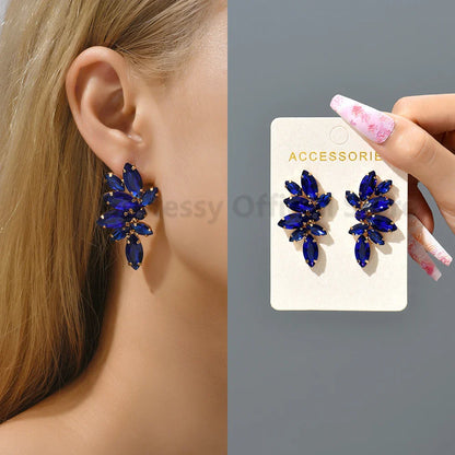 2025 Luxury Green Rhinestone Earrings – Vintage Geometric Wing Statement Jewelry for Women