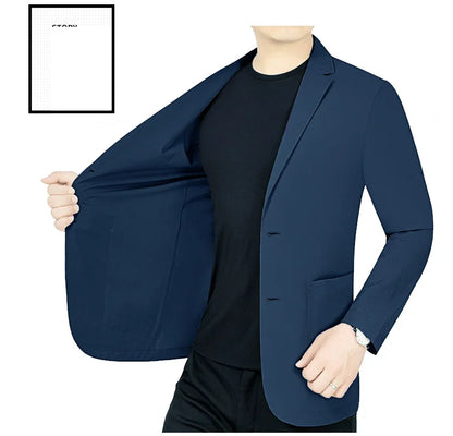 Men’s Summer Thin Blazer Jacket – Breathable, Elastic Sunscreen Coat for Business Casual, 4XL